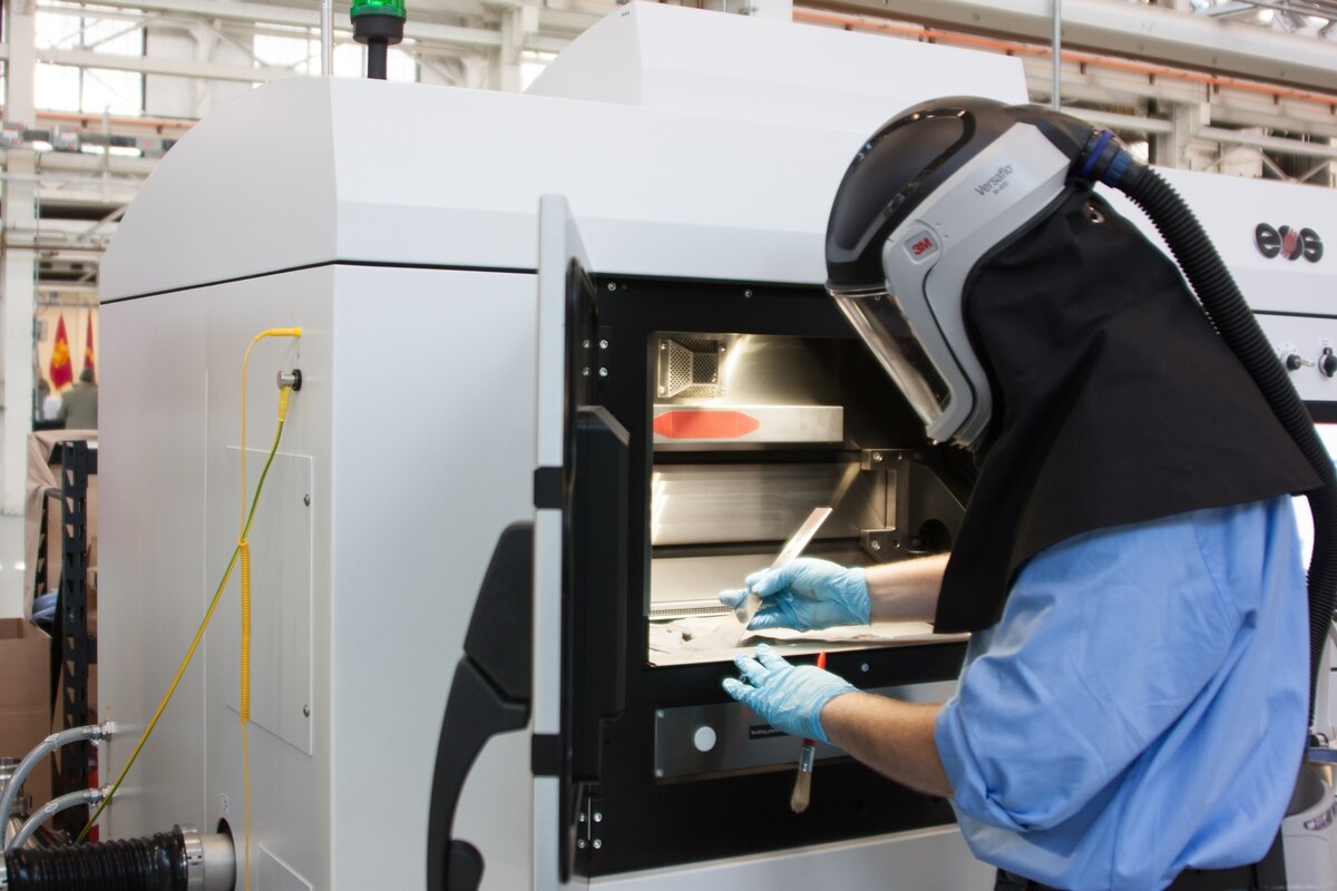 Prototype parts are 3D printed in the new Advanced and Additive Manufacturing Center of Excellence to troubleshoot the machines at Rock Island Arsenal, Ill. (Debralee Best/U.S. Army)