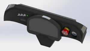 Stratasys 3D printed dashboard attached to the chassis is used to support all of the switches and buttons the driver needs